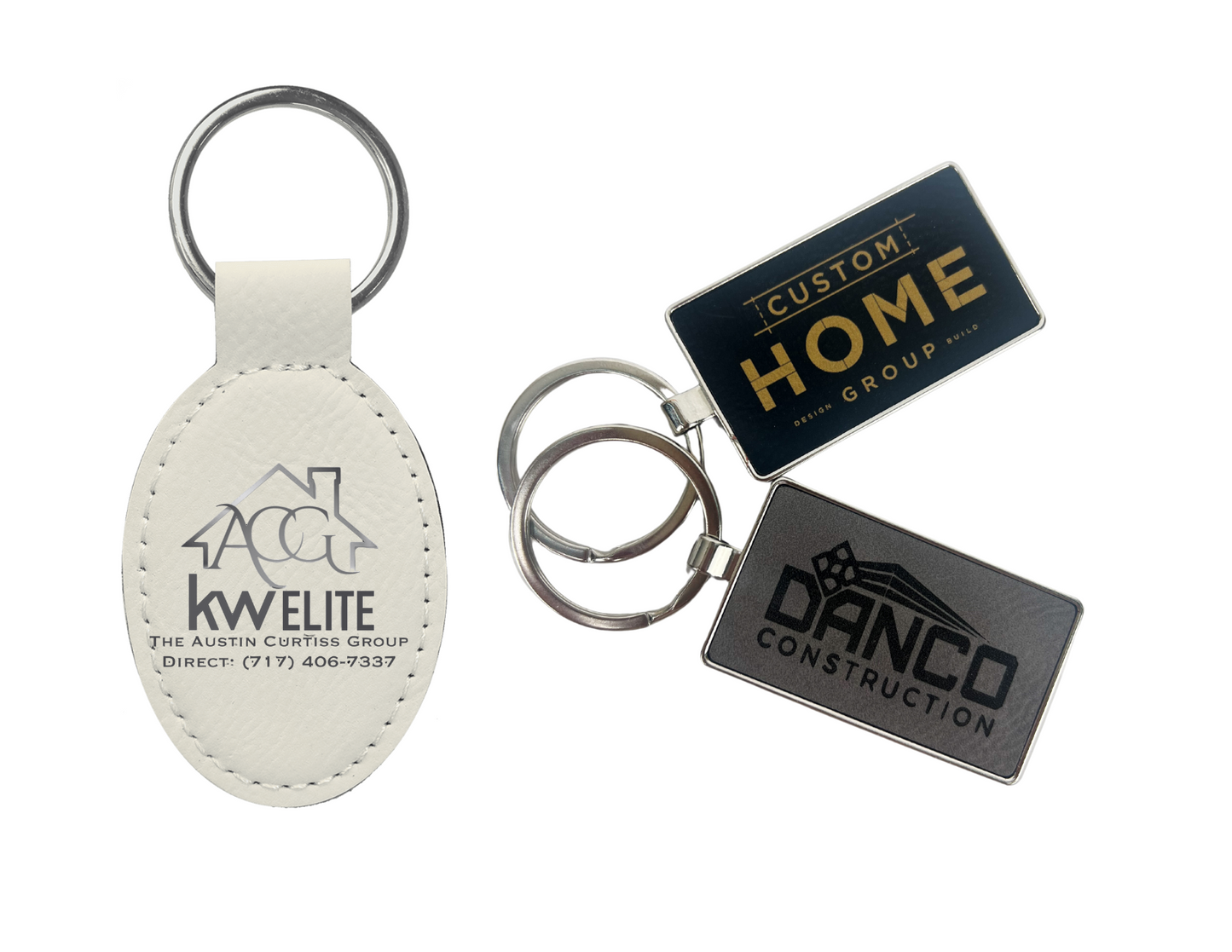 Branded Leatherette Keychains-Rectangle or Oval
