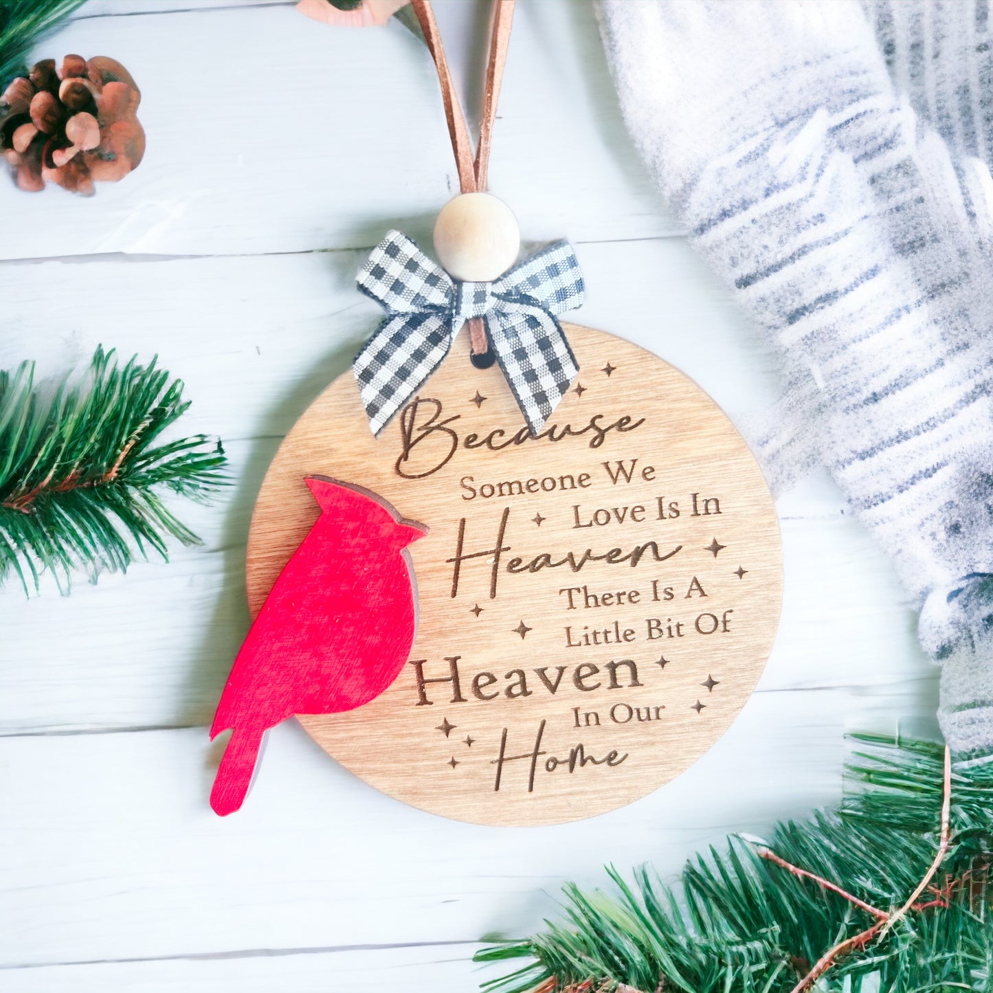 Cardinal slate memorial ornament