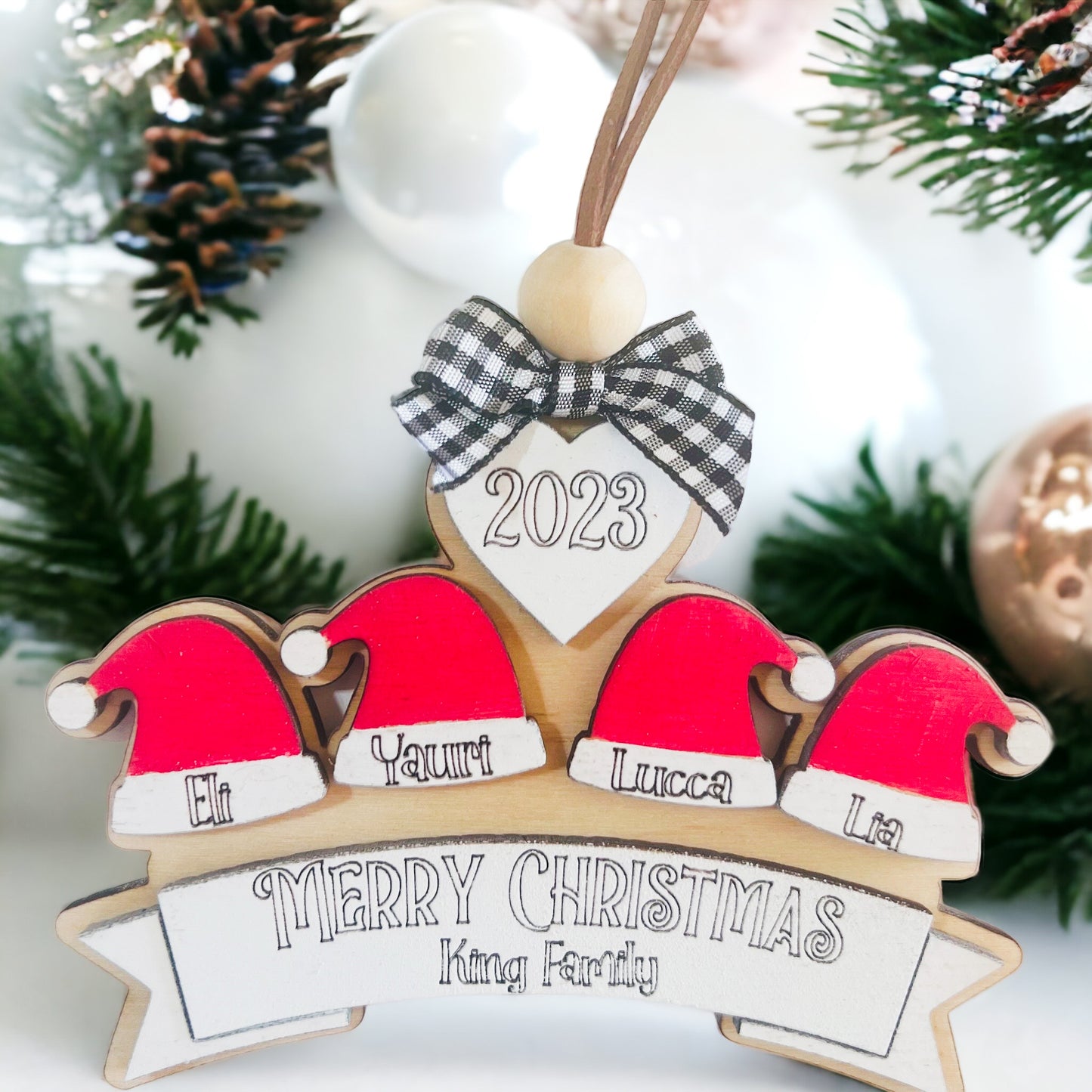 Christmas hat family ornament