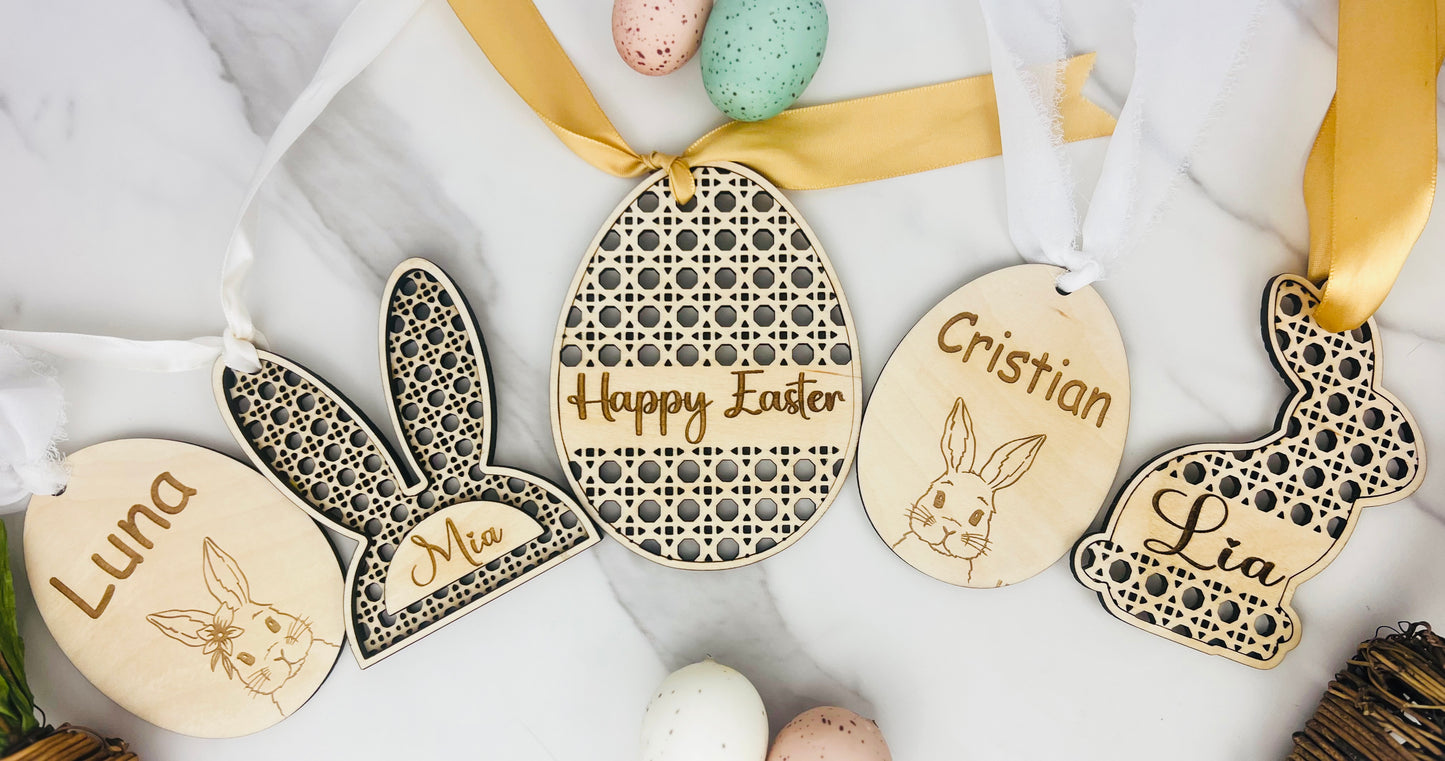 Easter Wooden Basket Tag