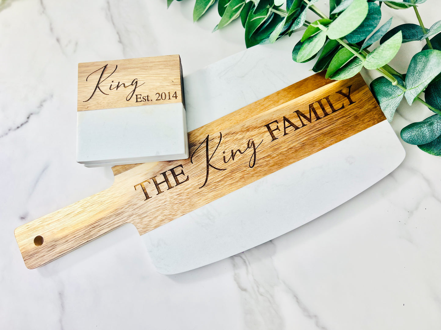 Marble & Acacia Serving Board