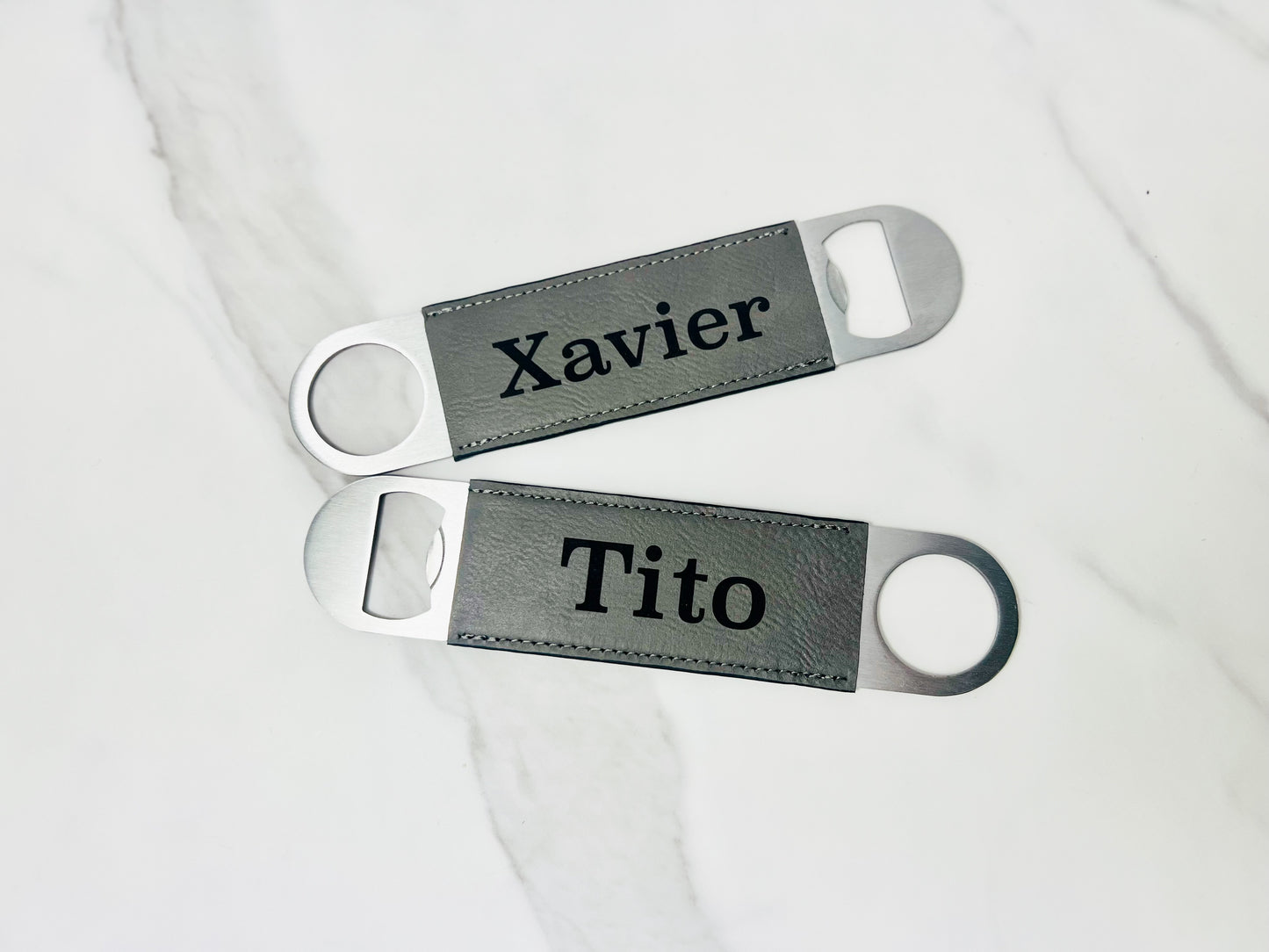 Bottle Opener Leatherette Laser Engraved