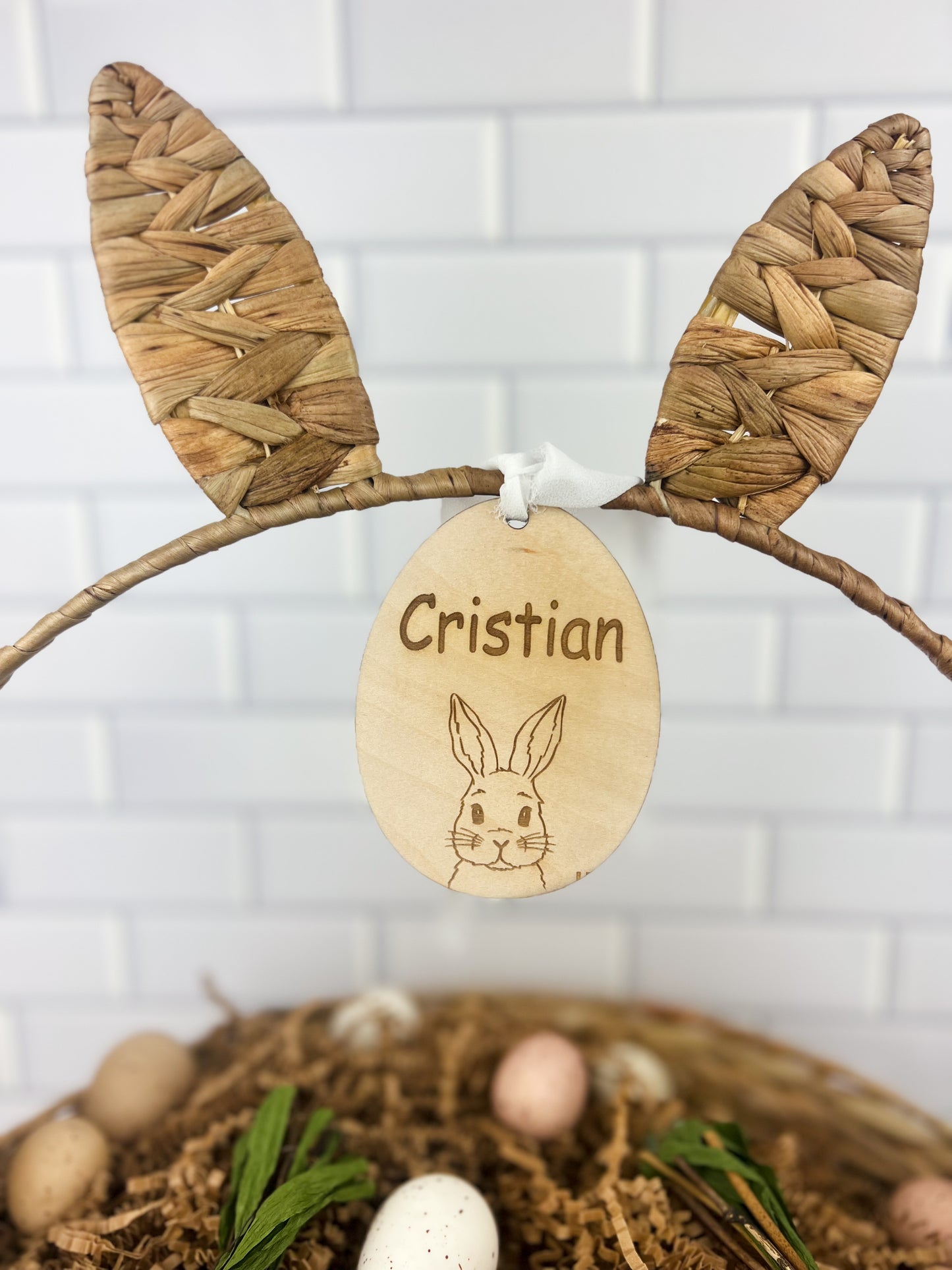 Easter Wooden Basket Tag