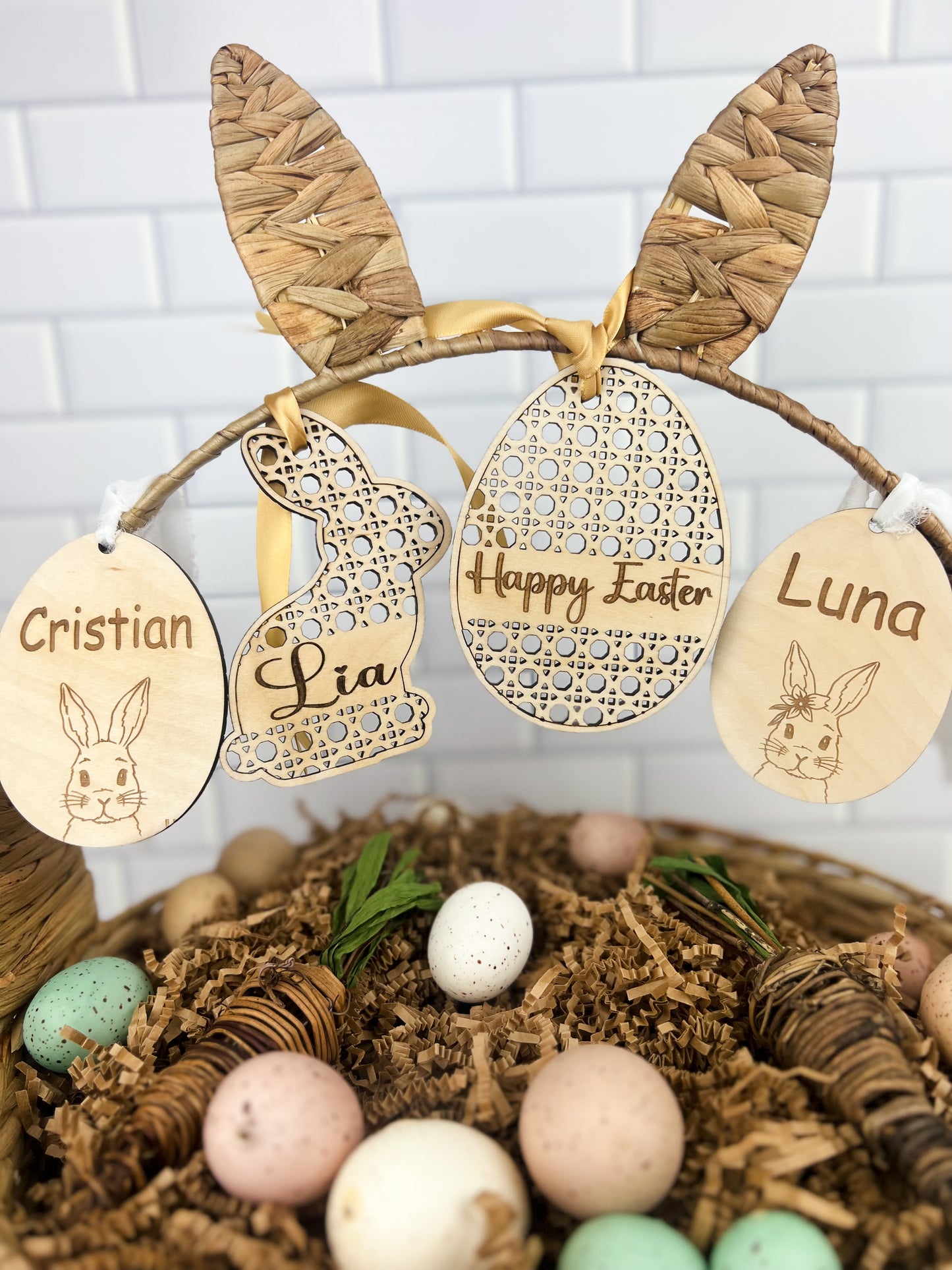 Easter Wooden Basket Tag