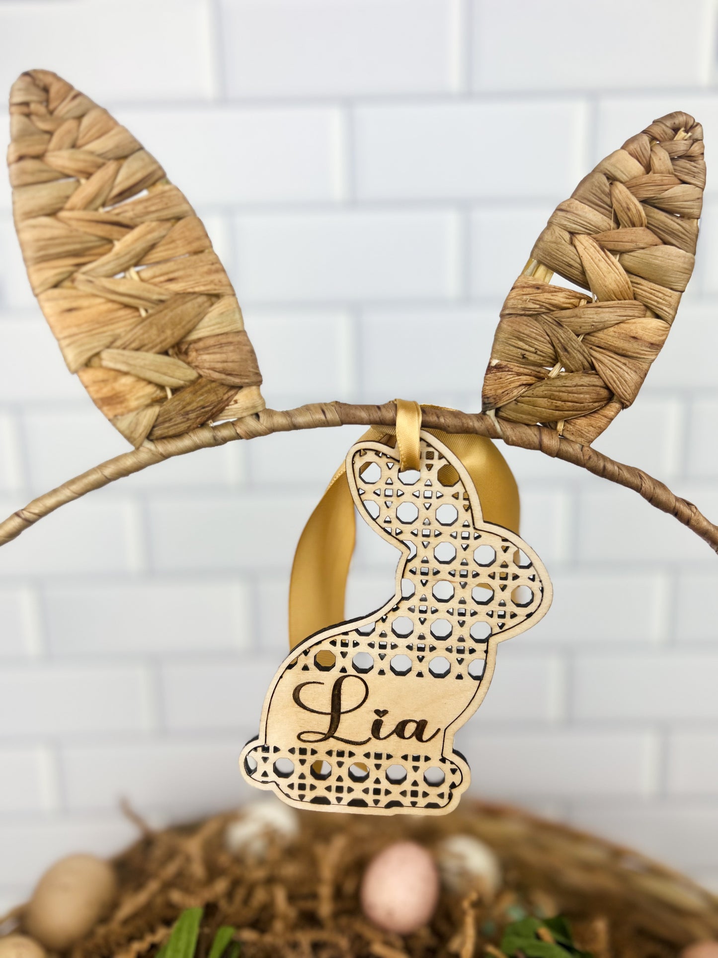 Easter Wooden Basket Tag
